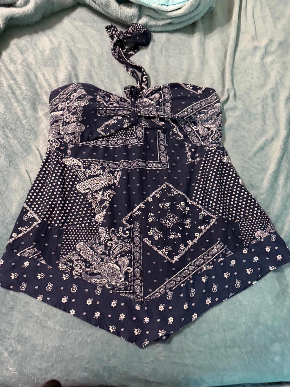 Navy Bandana Print Halter top